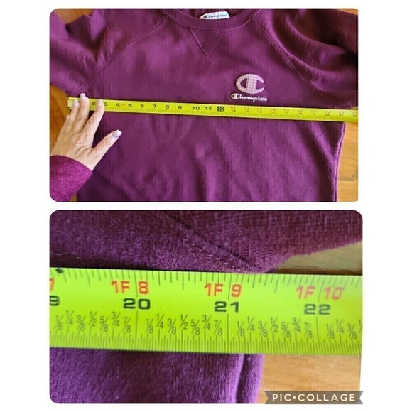 Champion Crew Neck Sweatshirt Women’s Large Purple Pullover Spell Out Logo - Picture 8 of 10